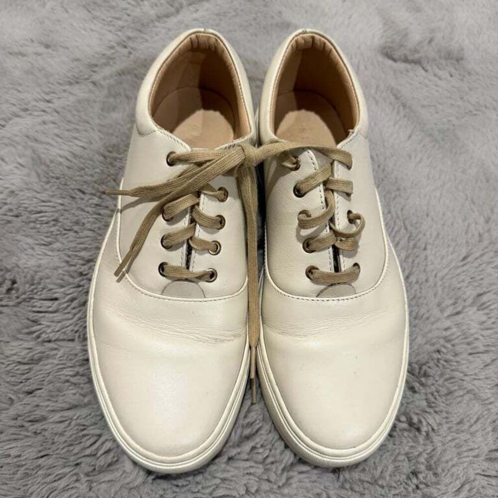 Nisolo Leather Sneakers oxford with Rubber Sole Size 8.5 Beige minimalist school
